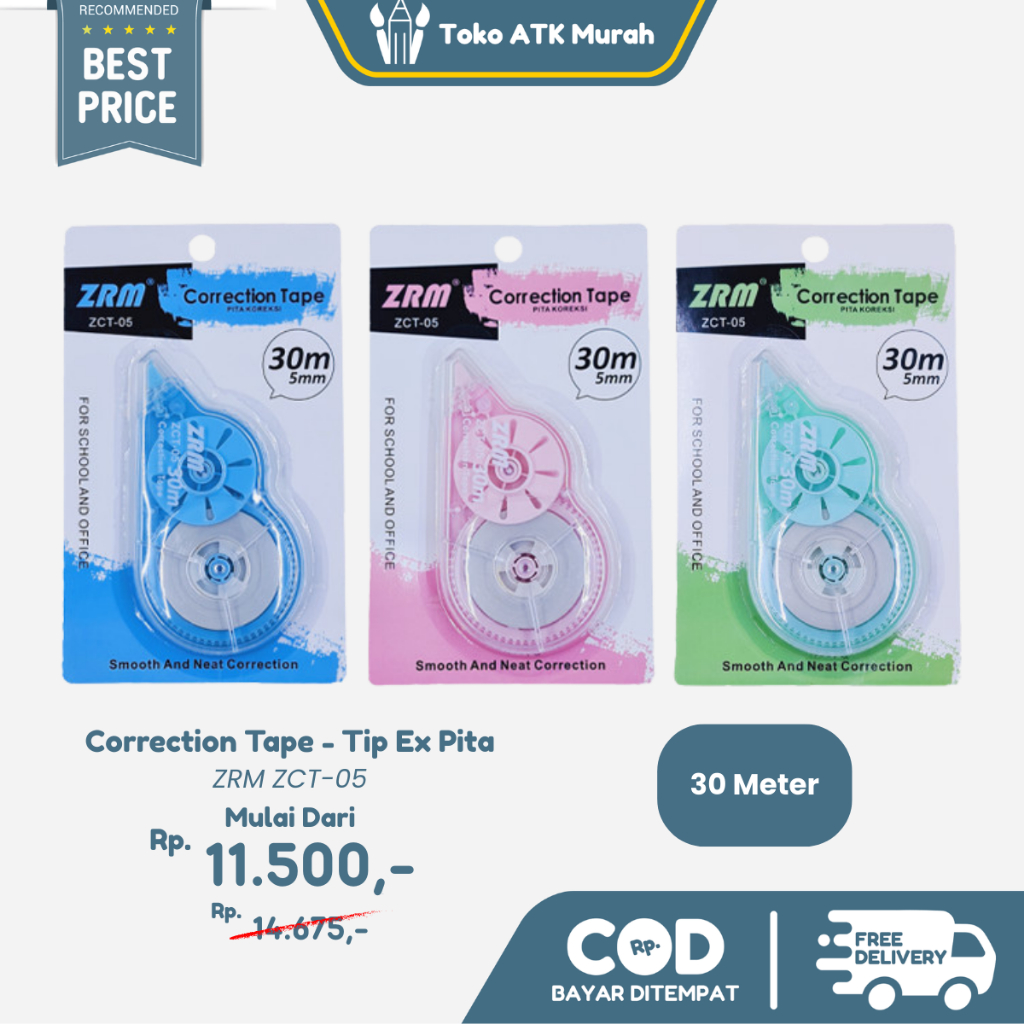 

Correction Tape ZRM ZCT-05 Pita Koreksi 30 Meter Tipe-X Kertas Roll