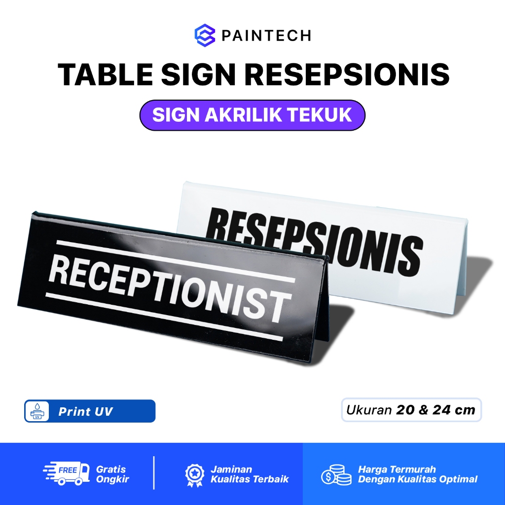 

Table Sign Resepsionis Akrilik 2 Sisi | Sign Meja Receptionist Bahan Tebal – Print UV