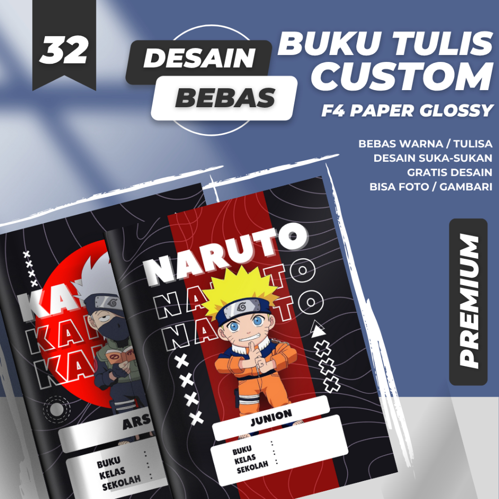 

Buku Tulis Custom NARUTO Free Desain Bisa Pakai Gambar atau foto 38 Hal tema ANIME