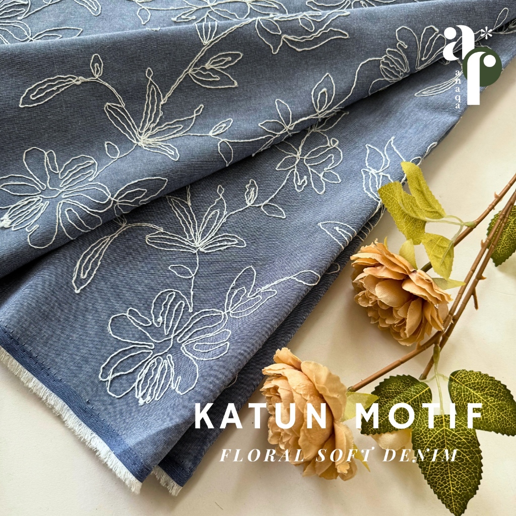 ½ meter Kain Katun Oxford Premium Floral Motif // Cotton Oxford Motif (Bahan Dress, Gamis, Kemeja)