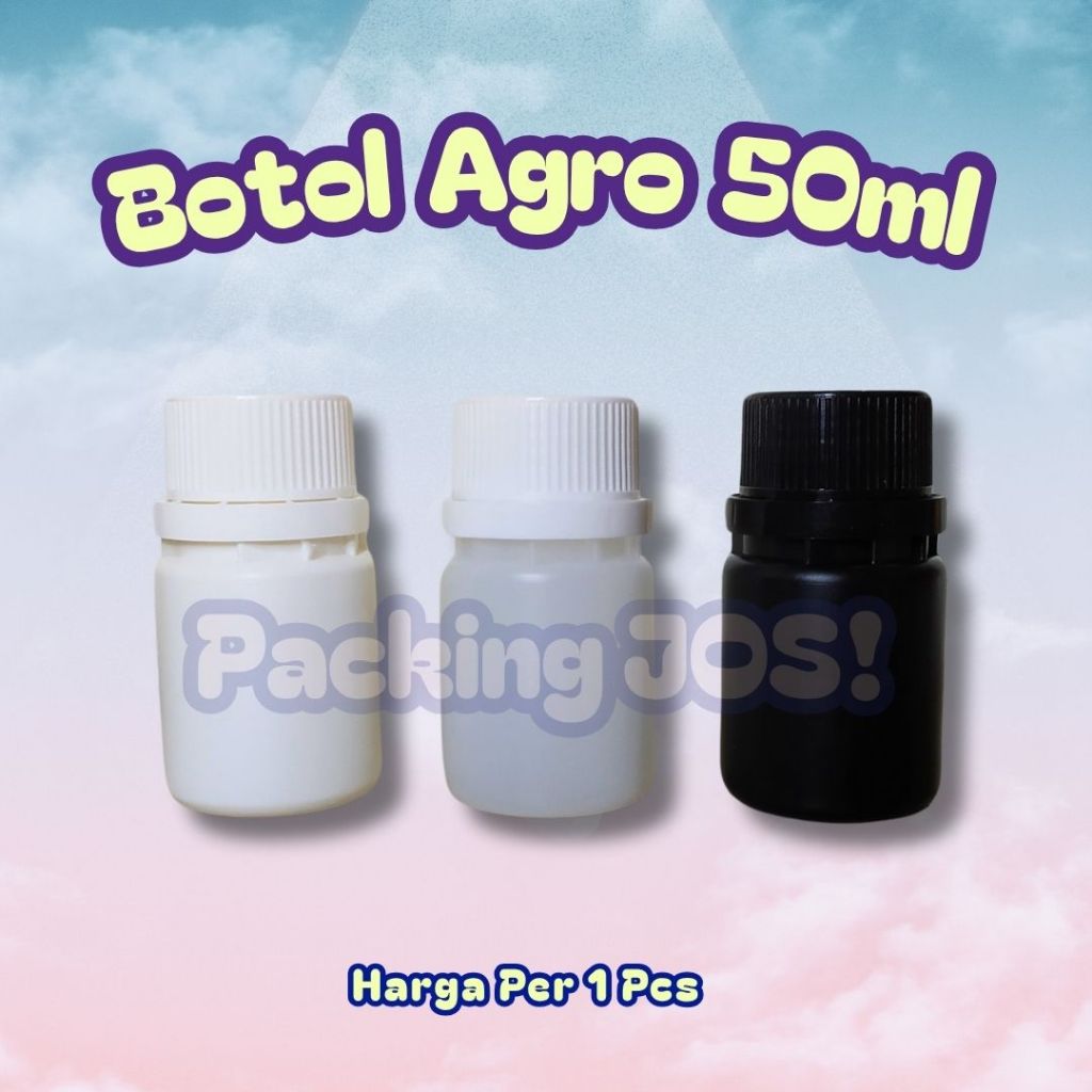 Botol Labor 50ml / Botol Agro 50 ml / Kemasan Botol Kapsul HDPE 50ML Plastik