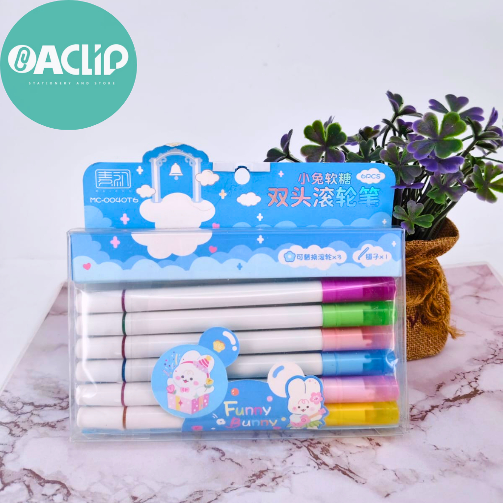 

HIGHLIGHTER DUAL MC-0040T6 I STABILO ROL GARIS MOTIF 6PCS