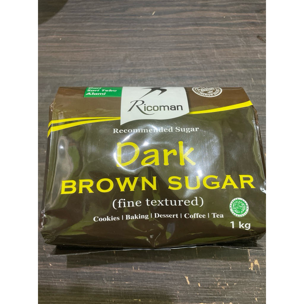 

ricoman dark brown sugar kemasan 1kg