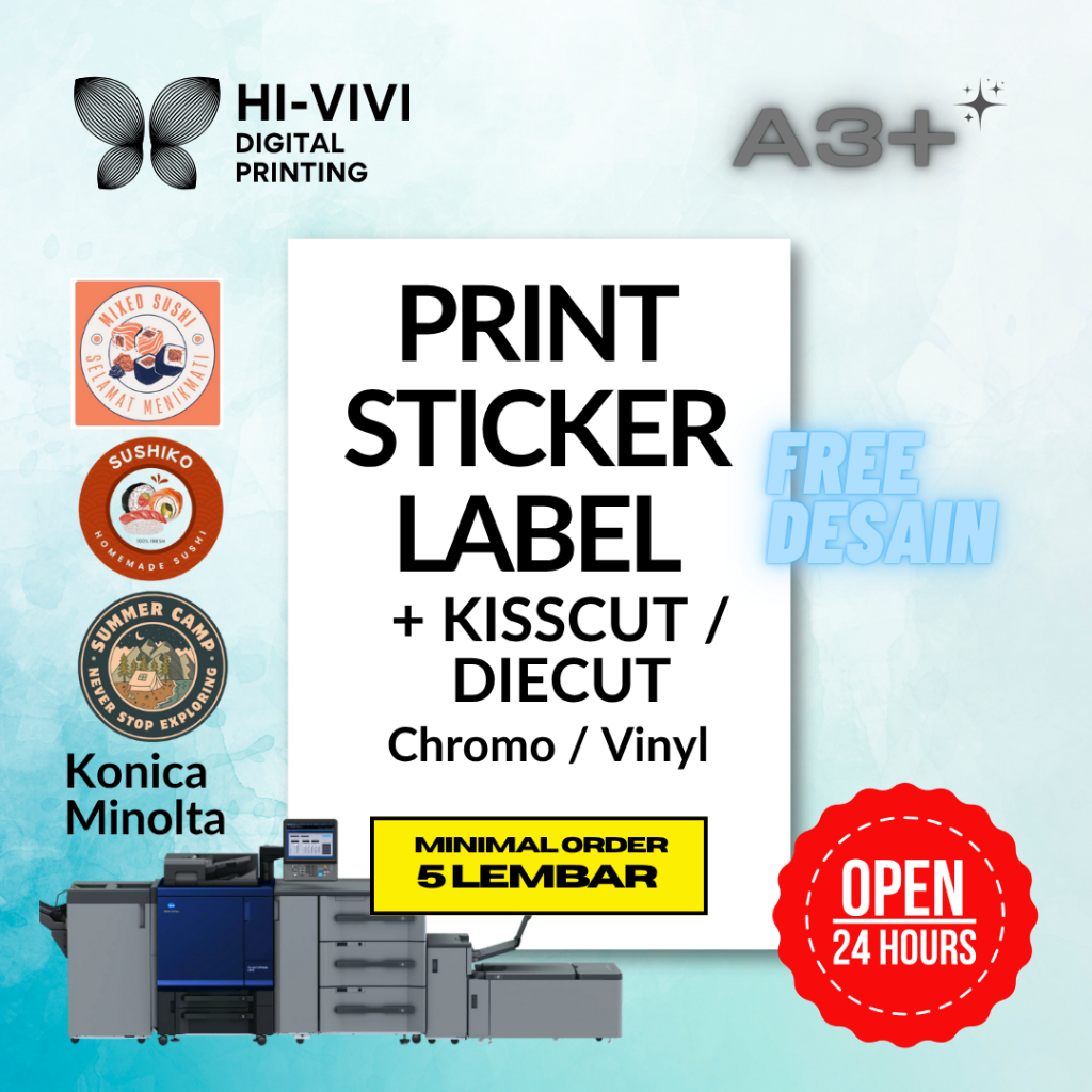 

Cetak - STICKER LABEL +CUTT - 24 Jam - Highres - Min. 5 lembar