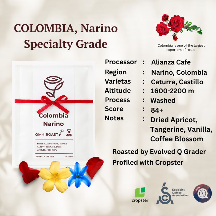 

Colombia Narino - Rosest Rosetery - Single Origin Specialty Coffee Alianza Café Washed Arabica