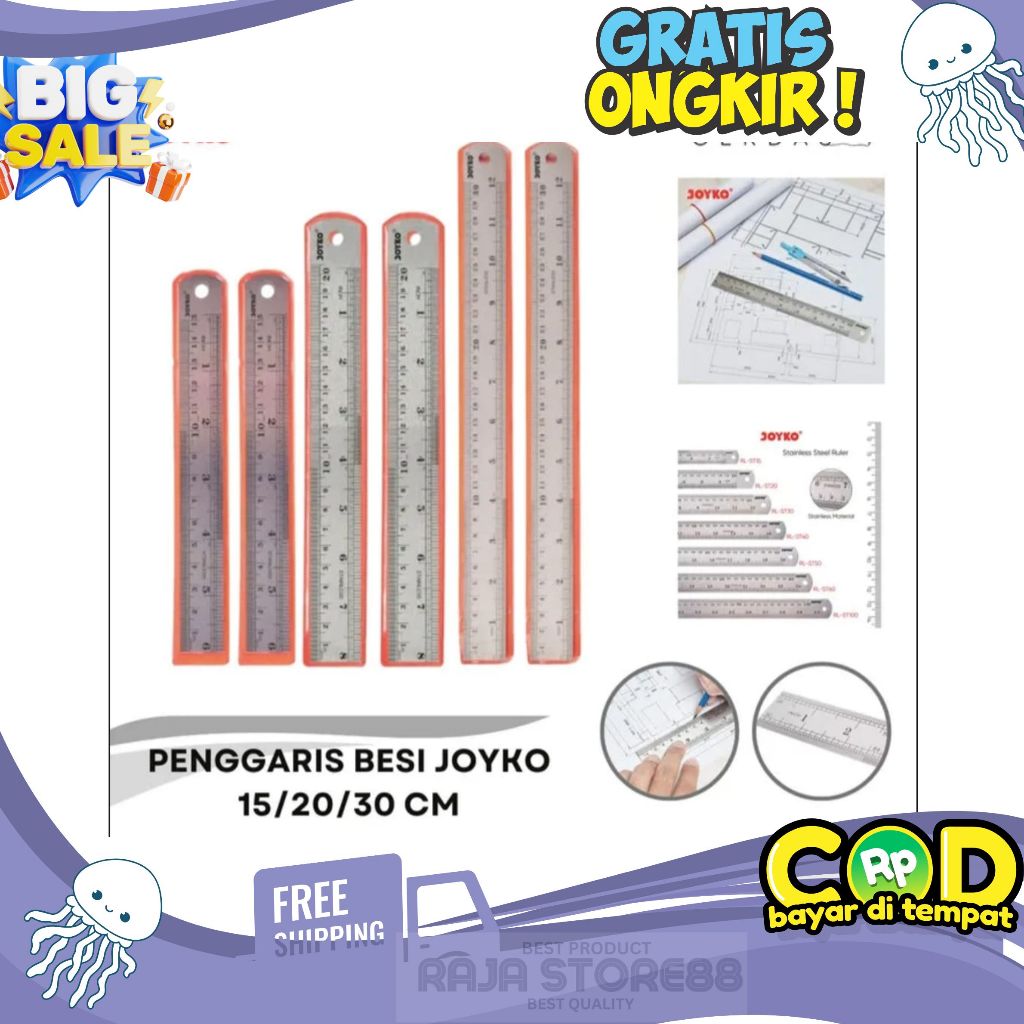 

Joyko Stainless Steel Ruler Penggaris Besi Stainless