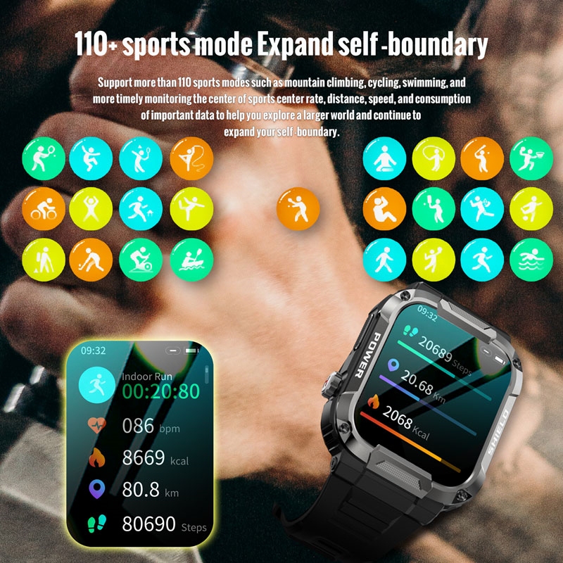 Smartwatch Bluetooth Notification Touchscreen Sport Waterproof - MK66 - Black