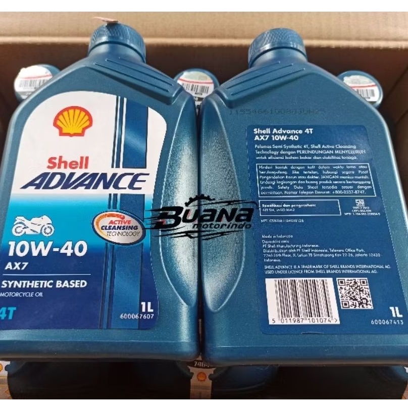 Oli Shell AX7 4T SAE 10W-40 1 Liter Oli Shell Advance AX7 1L ( 1 DUS )