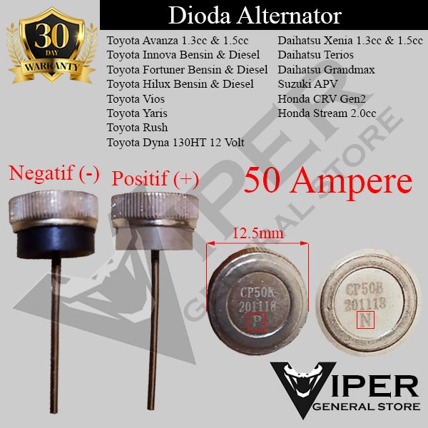 Dioda Dinamo 50A Silikon Alternator Universal Toyota Vios Avanza