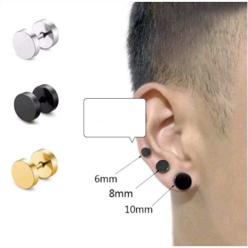 Anting Tindik Roda 100% Titanium Pria dan Wanita - Anting Tindik Hitam