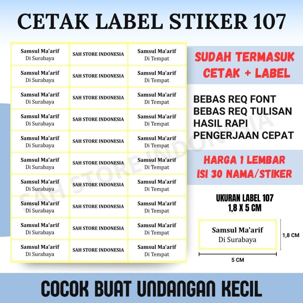 

[ LABEL NO. 107 ] CETAK LABEL NAMA UNDANGAN CETAK STIKER LABEL