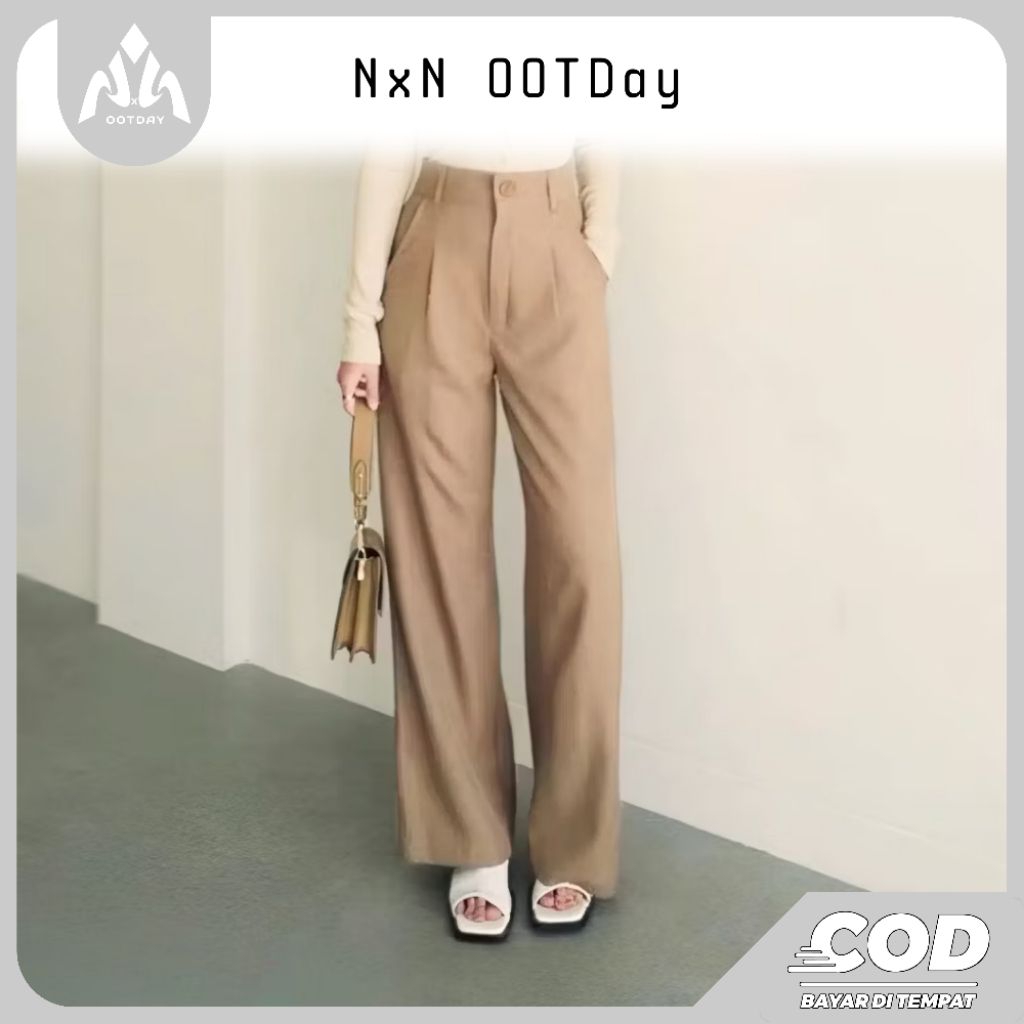 Viona Pants Semi wol Premium | Loose Pants Trousers | Celana Kulot Wanita | Celana Panjang Wanita