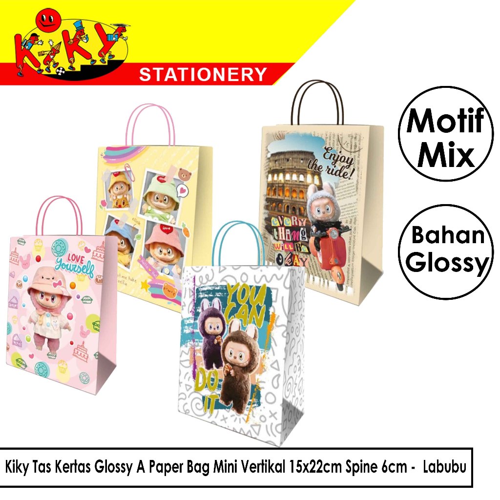 

Kiky Tas Kertas Glossy A Paper Bag Mini Vertikal 15x22cm Spine 6cm