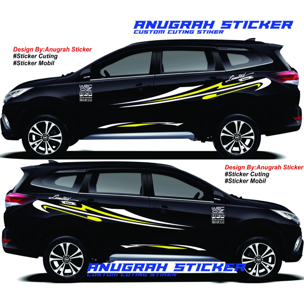 STICKER MOBIL TERIOS SIMPEL DESAIN BODY MOBIL VARIASI CUTTING STICKER MOBIL HITAM TERIOS TERBARU