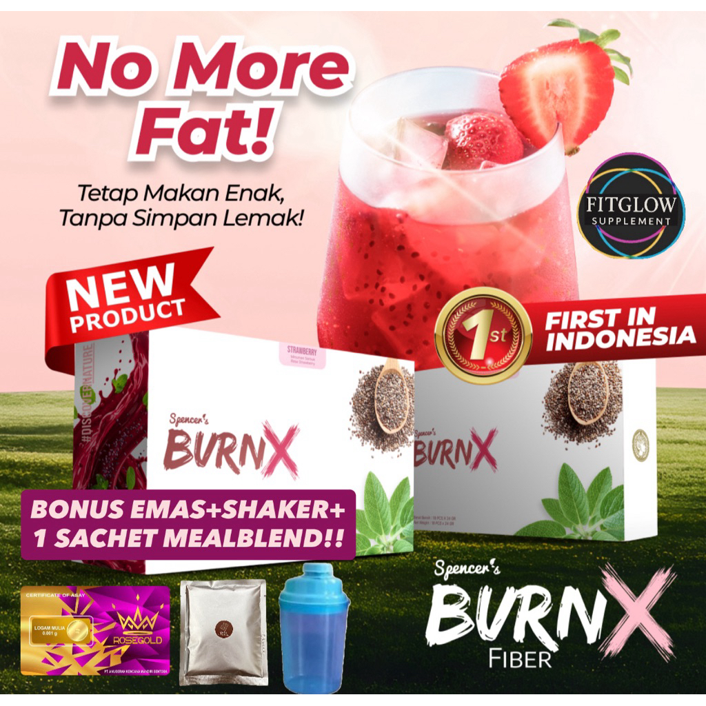 

(BONUS GOLD+SHAKER+MEALBLEND!) PROMO Spencer’s BURN X FIBER 1 BOX 18 Sachet Blackcurrant/ Raspberry/ Strawberry Pelancar BAB Detox Diet Chia Seed Meal Replacement Chia Almond Milk Pengganti Sarapan