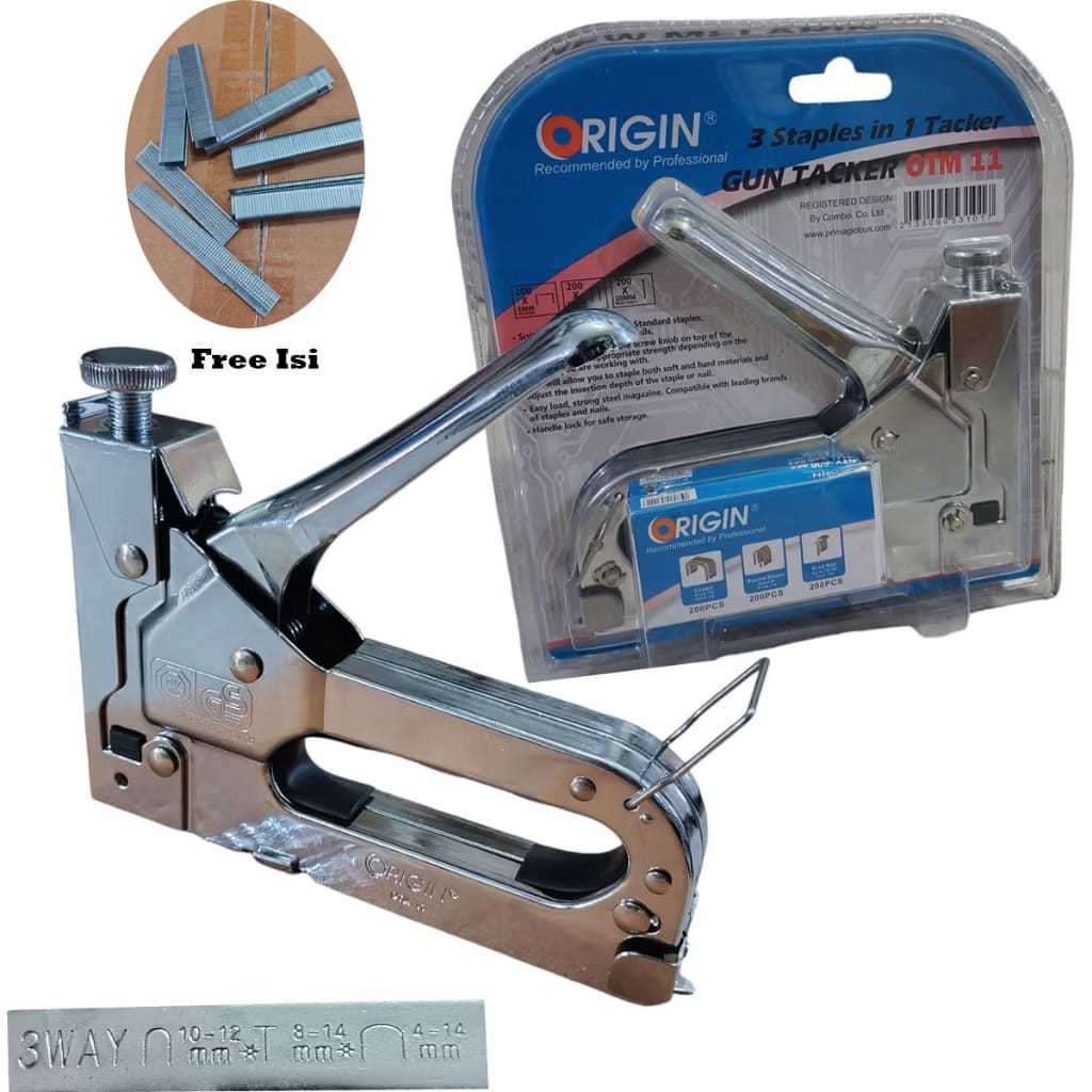 

ORIGIN Staples 3in1 Stapler Staple Gun Multifunsi 3 in 1 Alat Tembak Manual Free 3 Jenis Mata Set