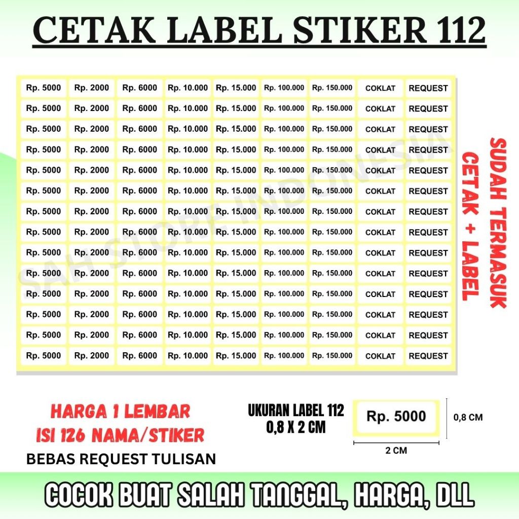 

CETAK LABEL STIKER NO. 112 - CETAK STIKER NAMA - CETAK TANGGAL NAMA DLL - BEBAS REQUEST