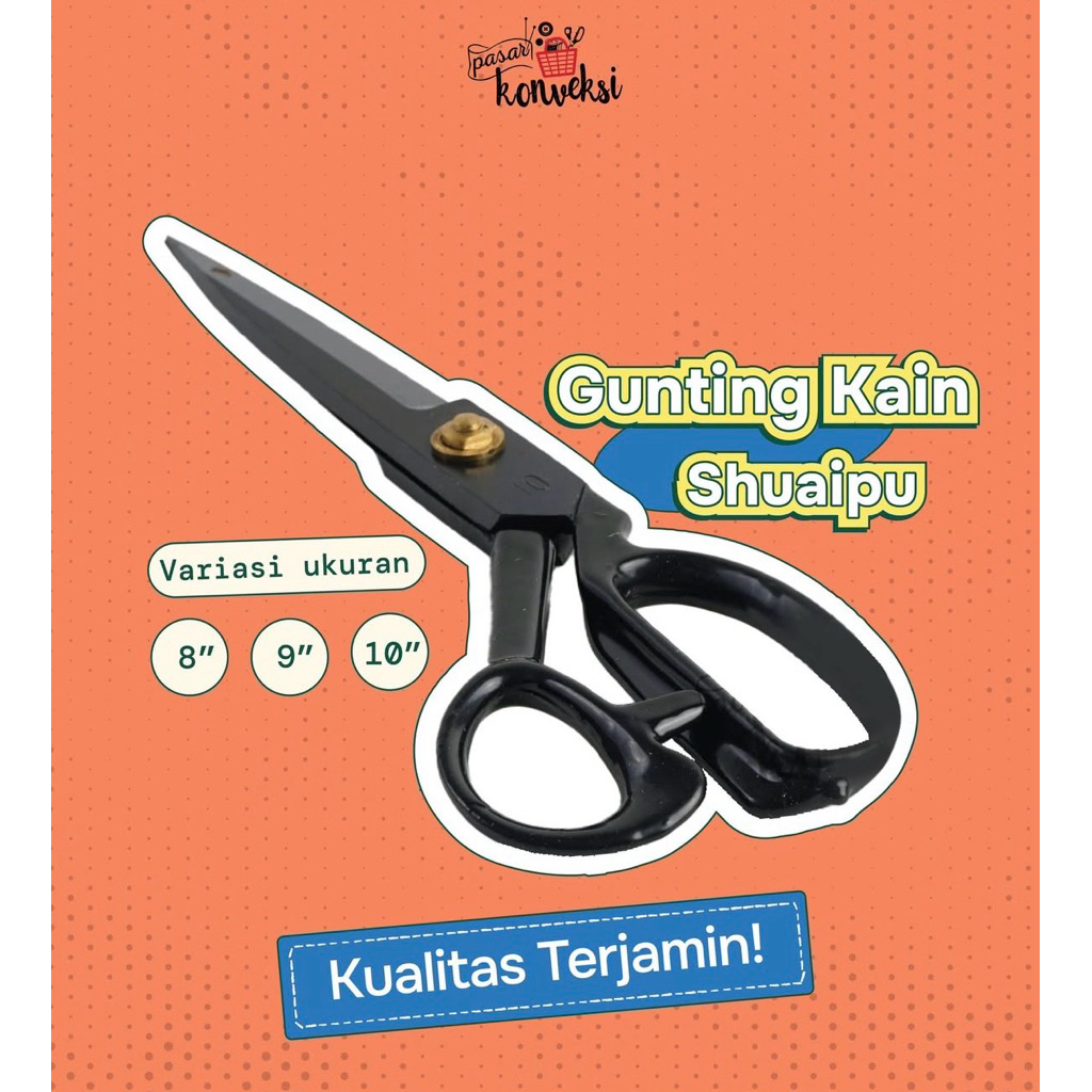 

Gunting Kain Shuaipu 8"/9"/10" gagang dilapis karet hitam