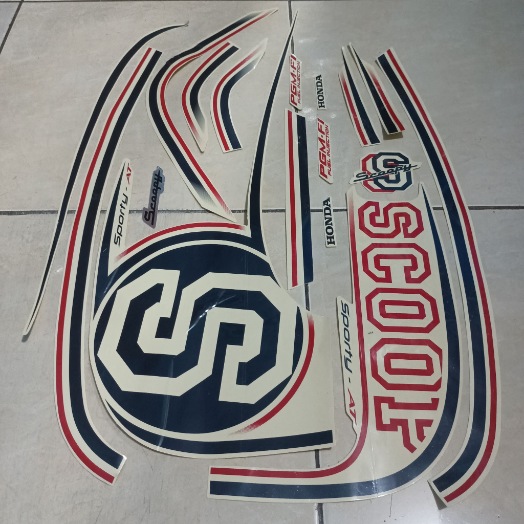 stiker striping honda scoopy sporty 2014 cream lis body standar berkualitas original