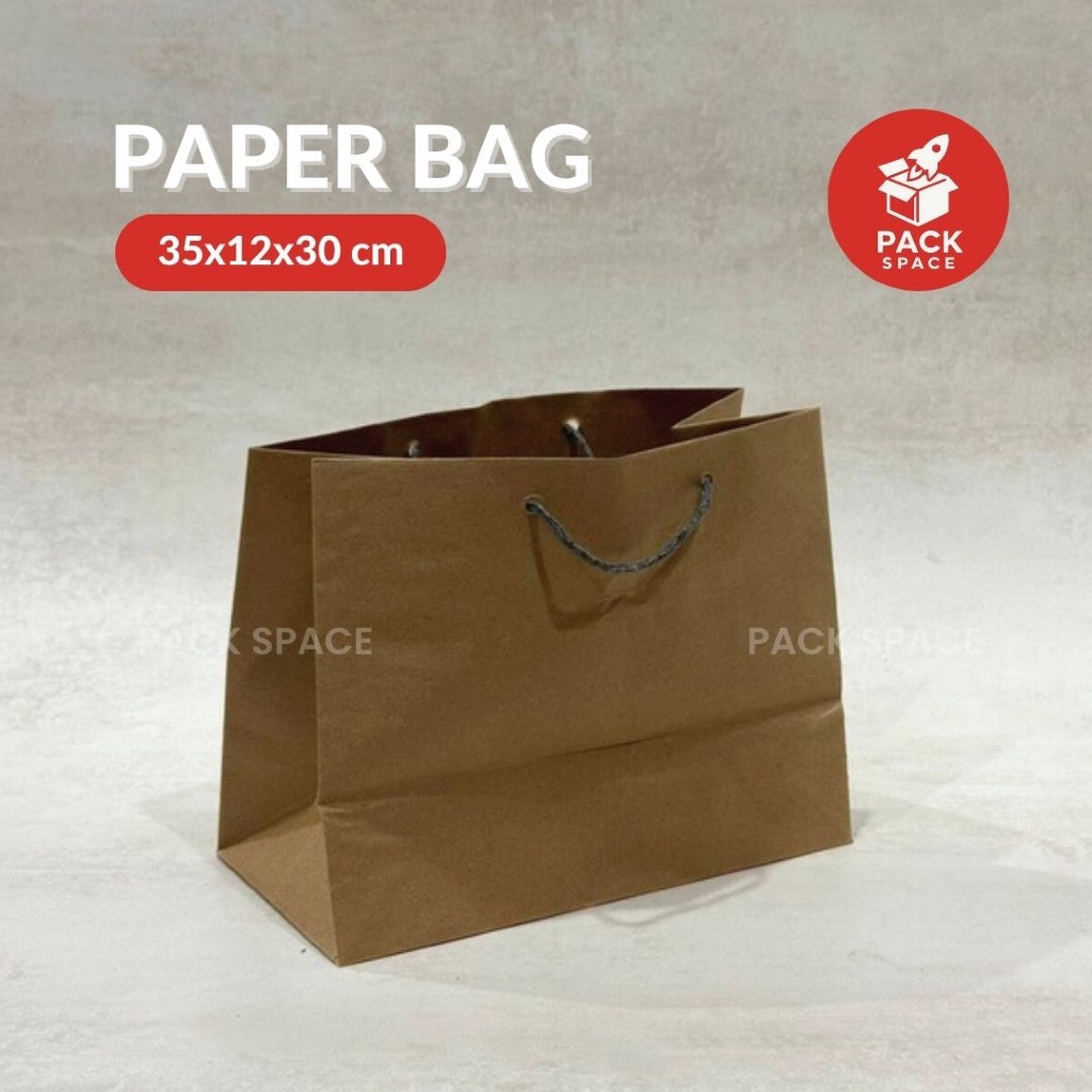 

Paper bag polos / Tas kertas belanja / shoping / Kantong Souvenir dan Kue R6 Landscape Miring 25x13x19 cm