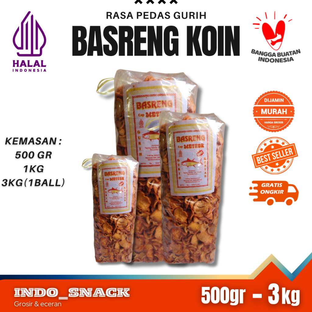 

Basreng Koin Pedas 3kg (1ball) Asin Gurih TERMURAH HARGA PABRIK