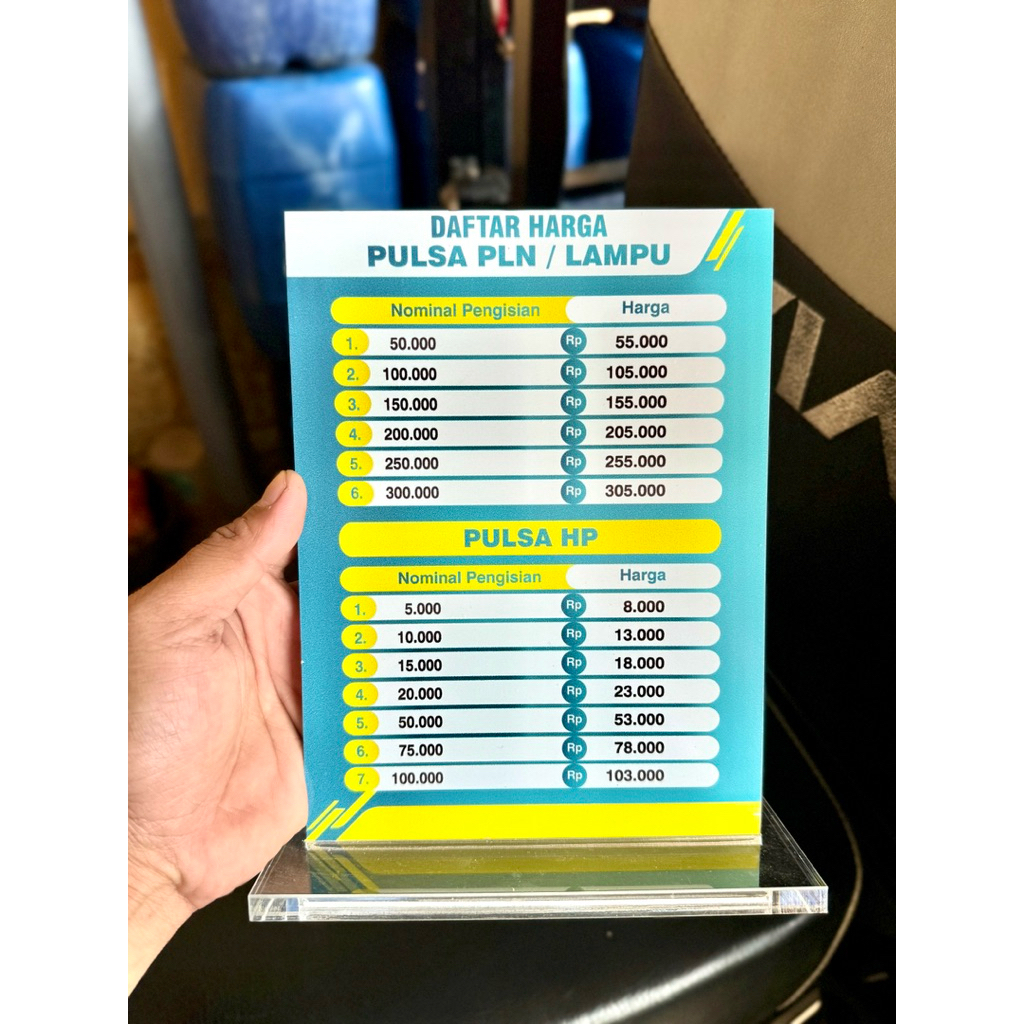 

AKRILIK MEJA UKURAN 20cmX15cm BISA CUSTOM EDIT TARIF LAYANAN JASA PULSA DLL