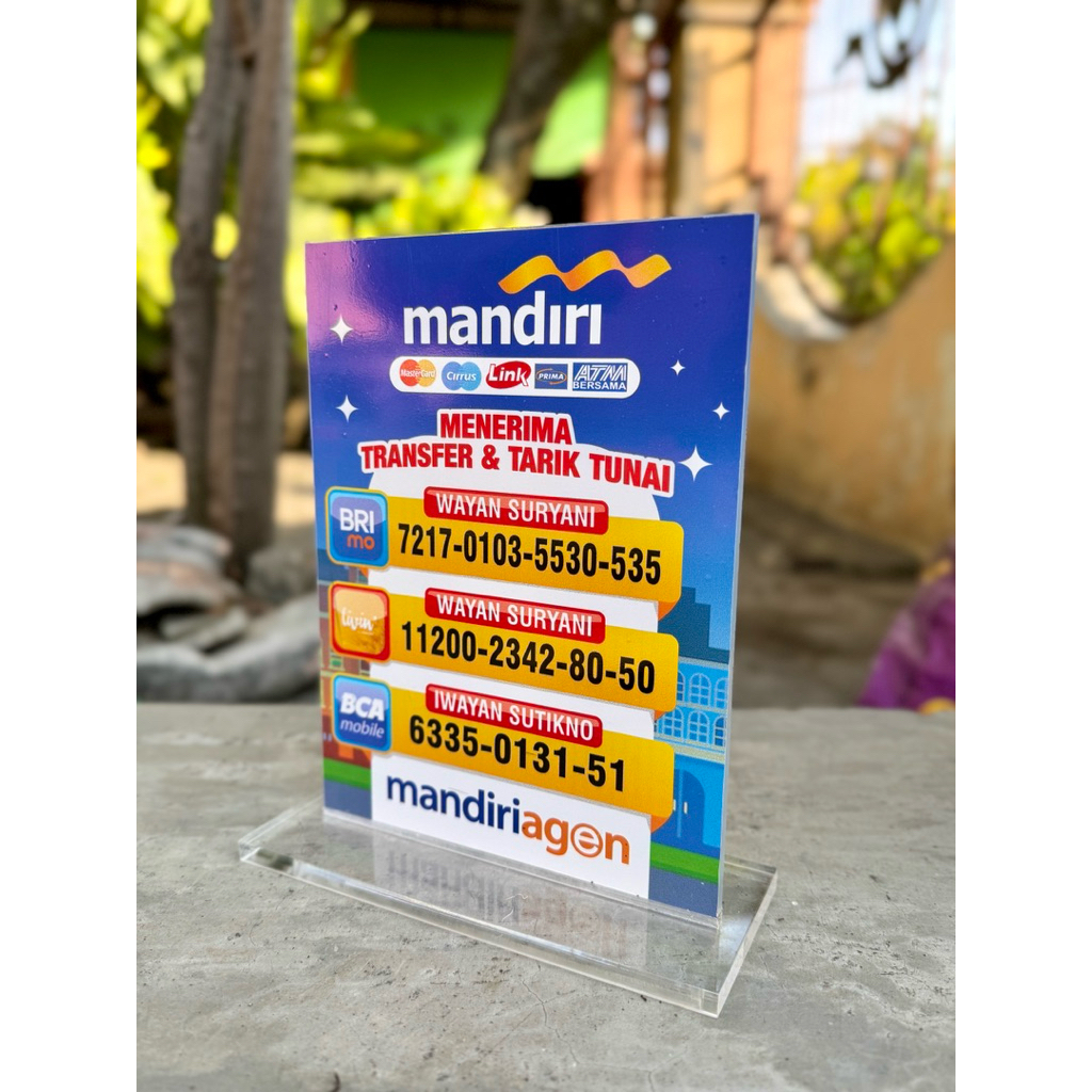 

UKURAN 15x20cm PAPAN AKRILIK MEJA AGEN BANK BISA CUSTOM EDIT SESUAI REQUEST