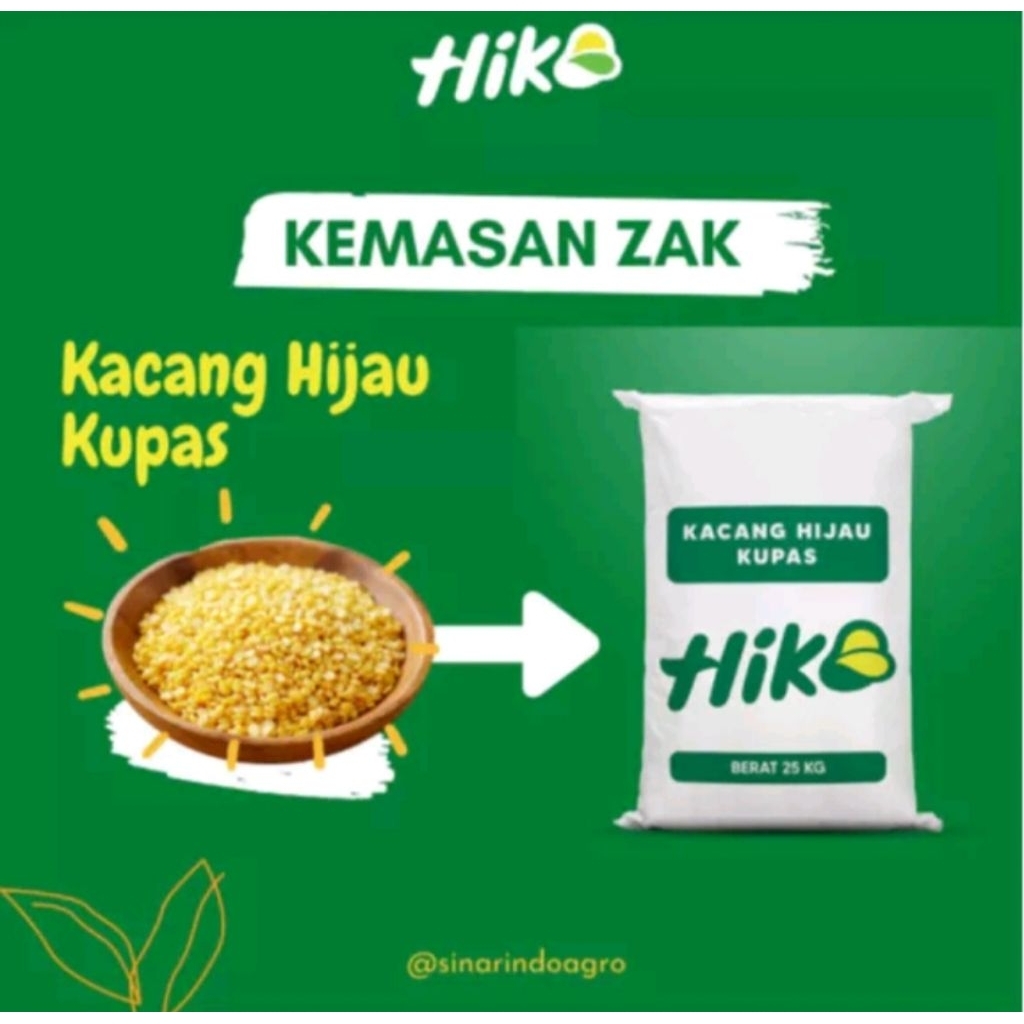 

Hiko kacang hijau kupas kemasan 25kg/zak