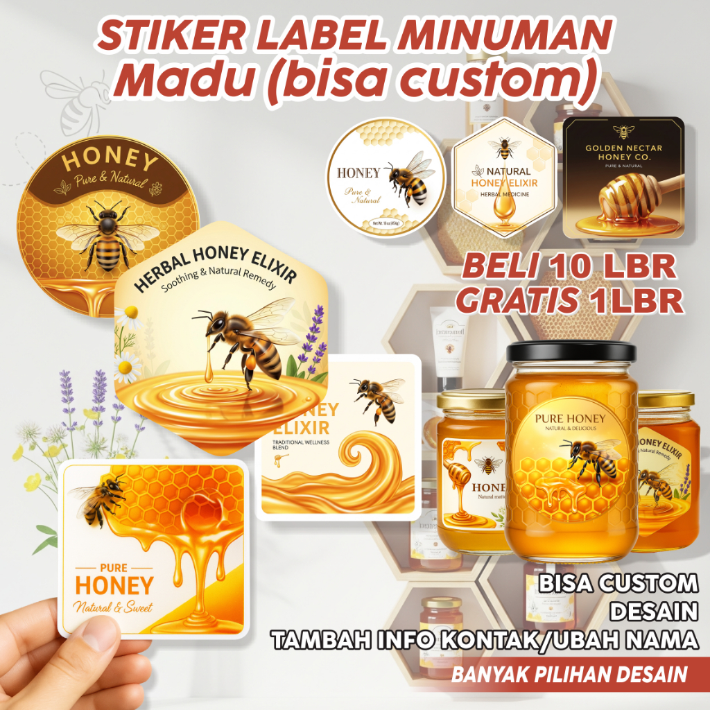 

Label Kemasan Madu Alami Bisa Custom Nama/Brand-Stiker Label Kemasan Anti Air