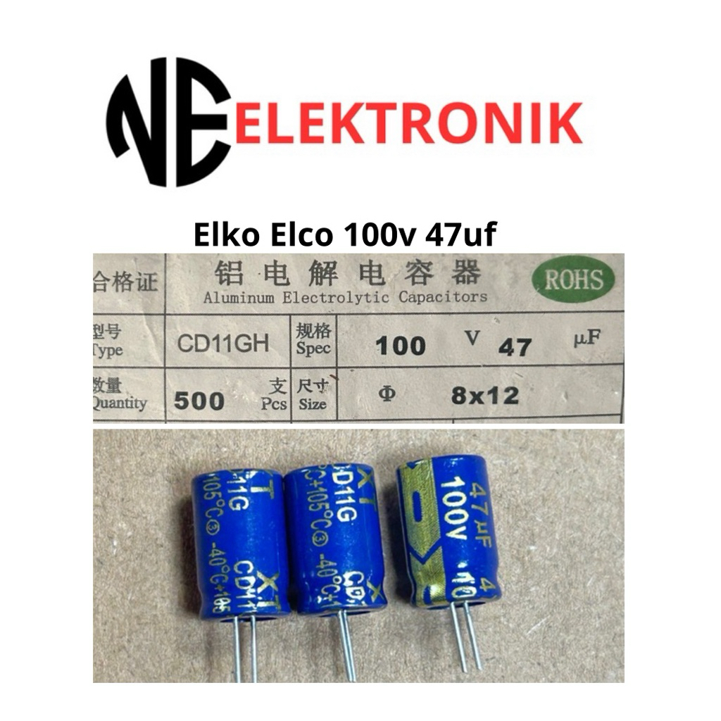 Kapasitor Elco 47uf 100v Original