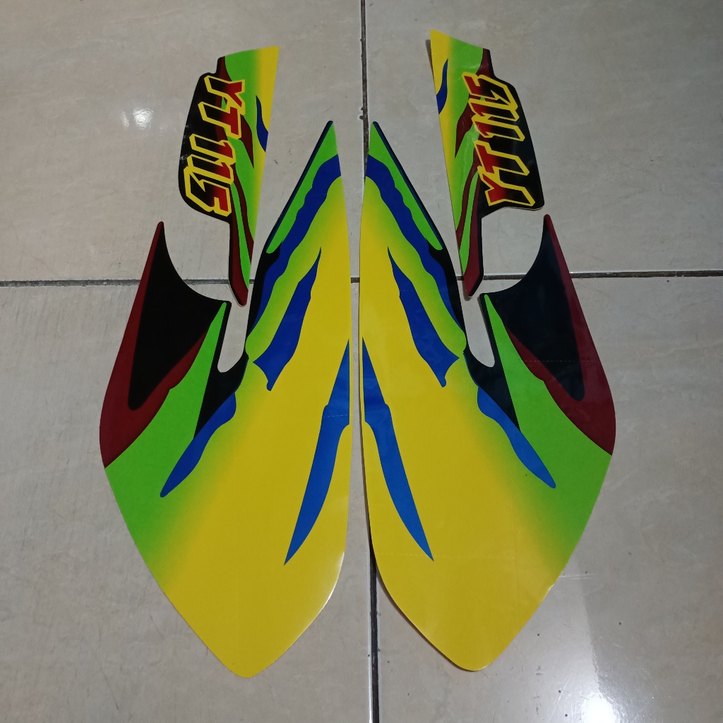 stiker striping yamaha yt 115 kuning hijau lis body standar berkualitas original