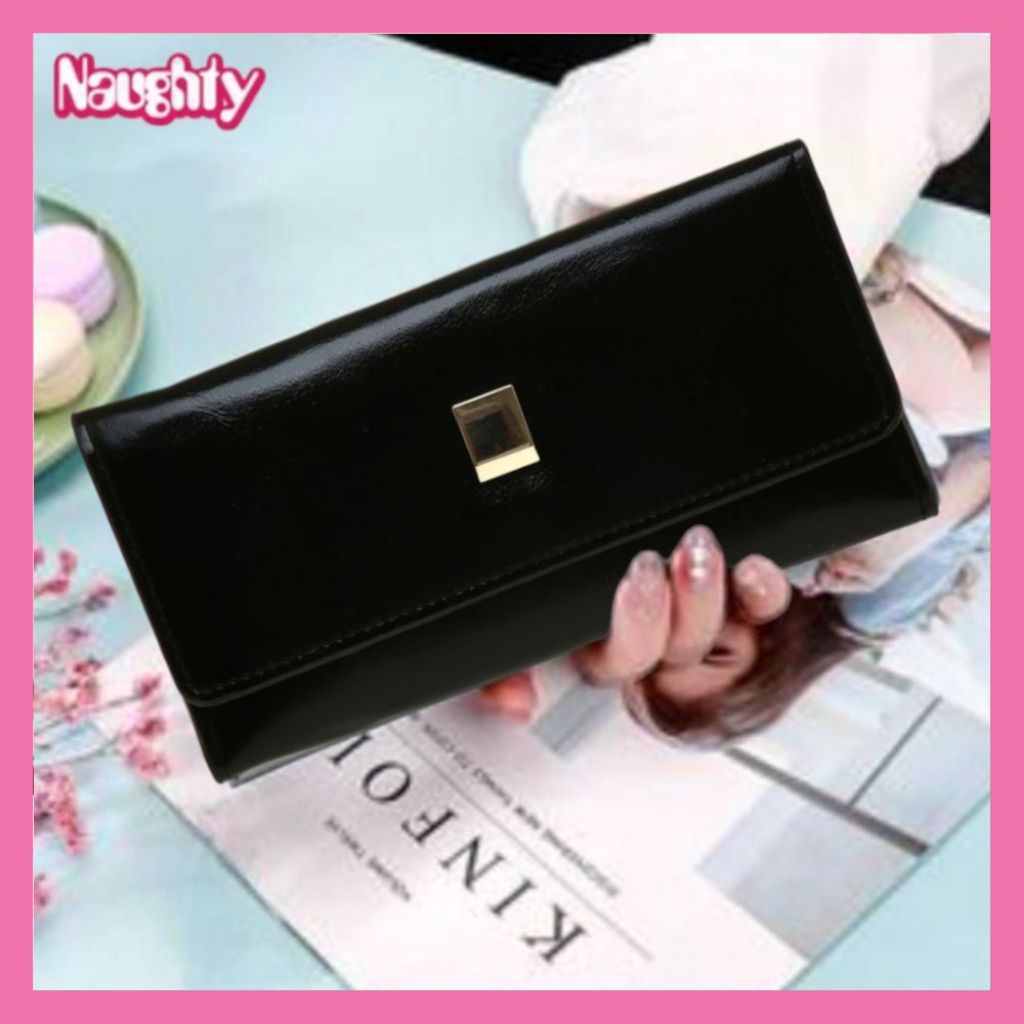Dompet Wanita Naughty Dompet Panjang Lipat Elegant Color Black