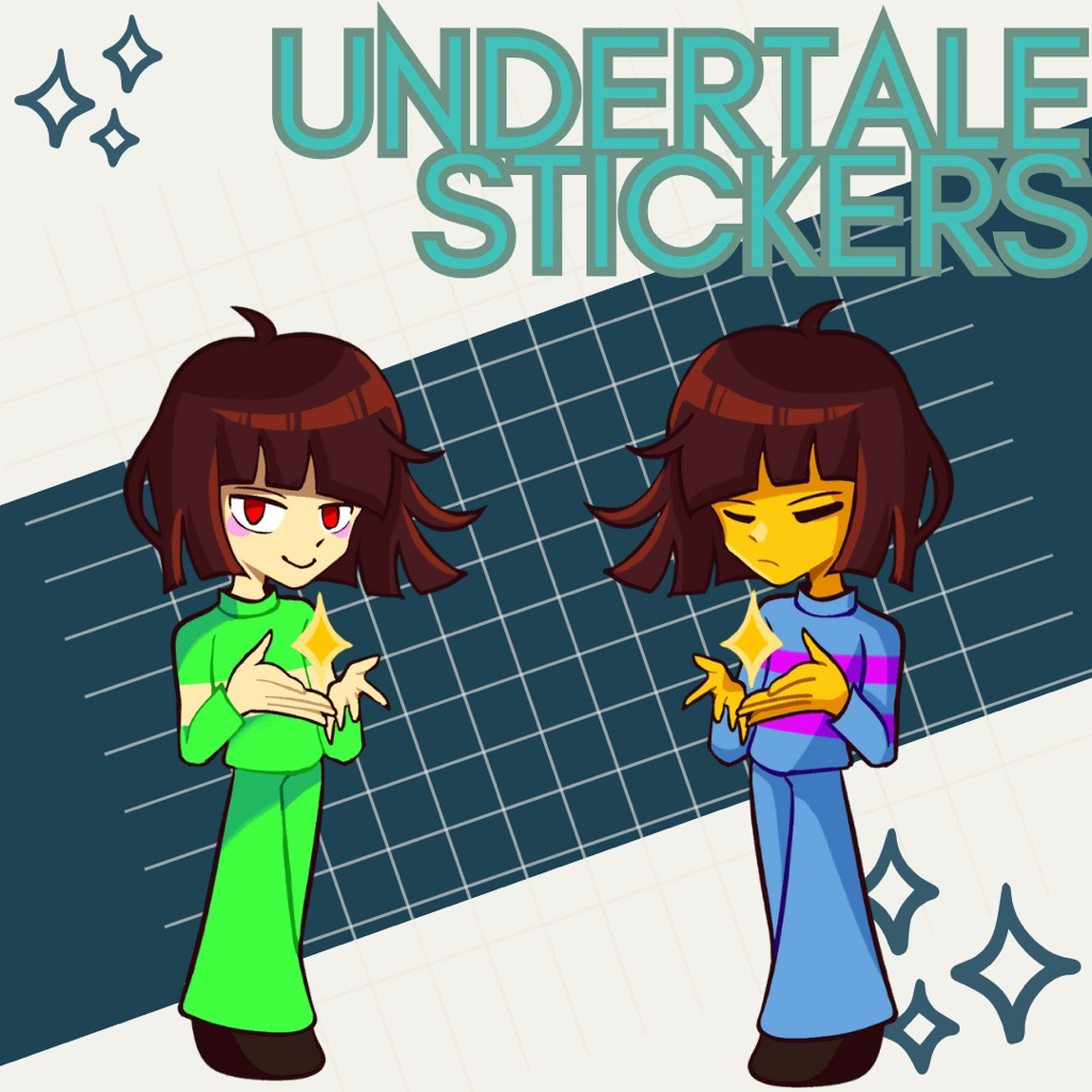 Fanmerch vinyl sticker undertale (chara, frisk)