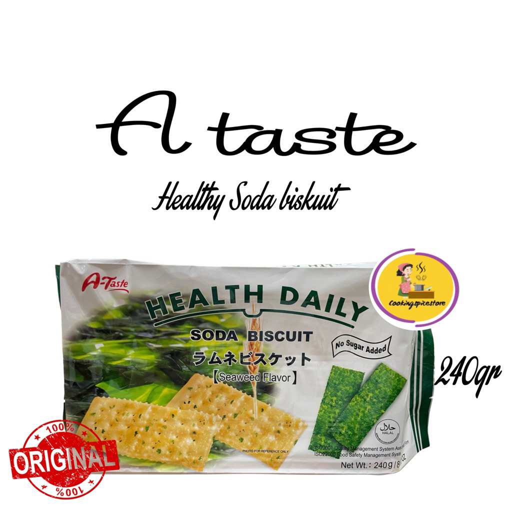 

A Taste Healthy Soda Biscuit Rasa Rumput Laut 240gr - Biskuit Sehat Tanpa Gula