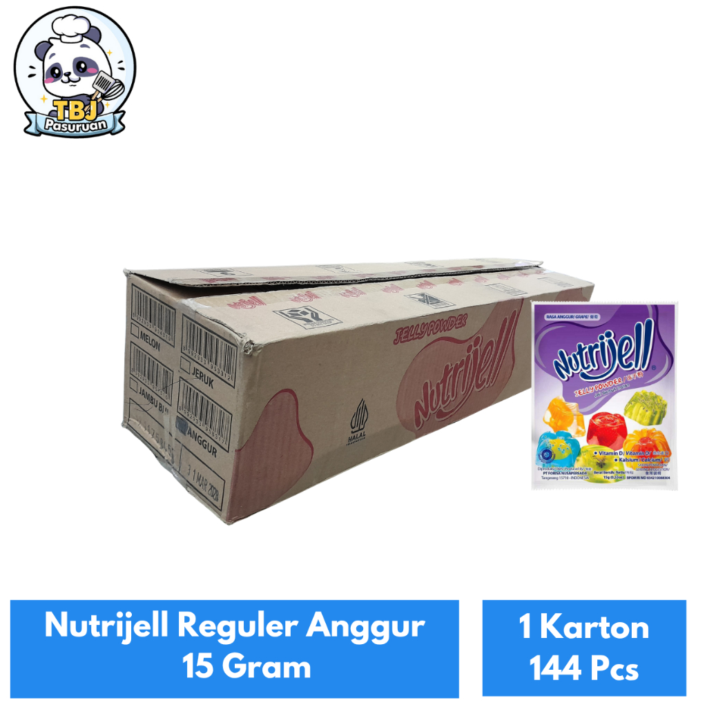 

Nutrijell Reguler Anggur 15 Gram Kemasan 1 Karton Isi 144 Pcs
