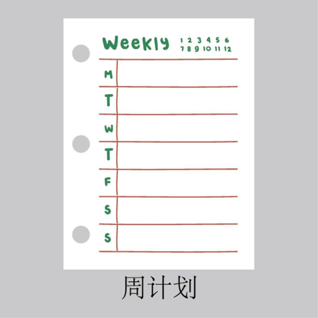 

READY MEMO NOTE WEEKLY DOT GRID BINDER REFILL KERTAS A8 1 PC