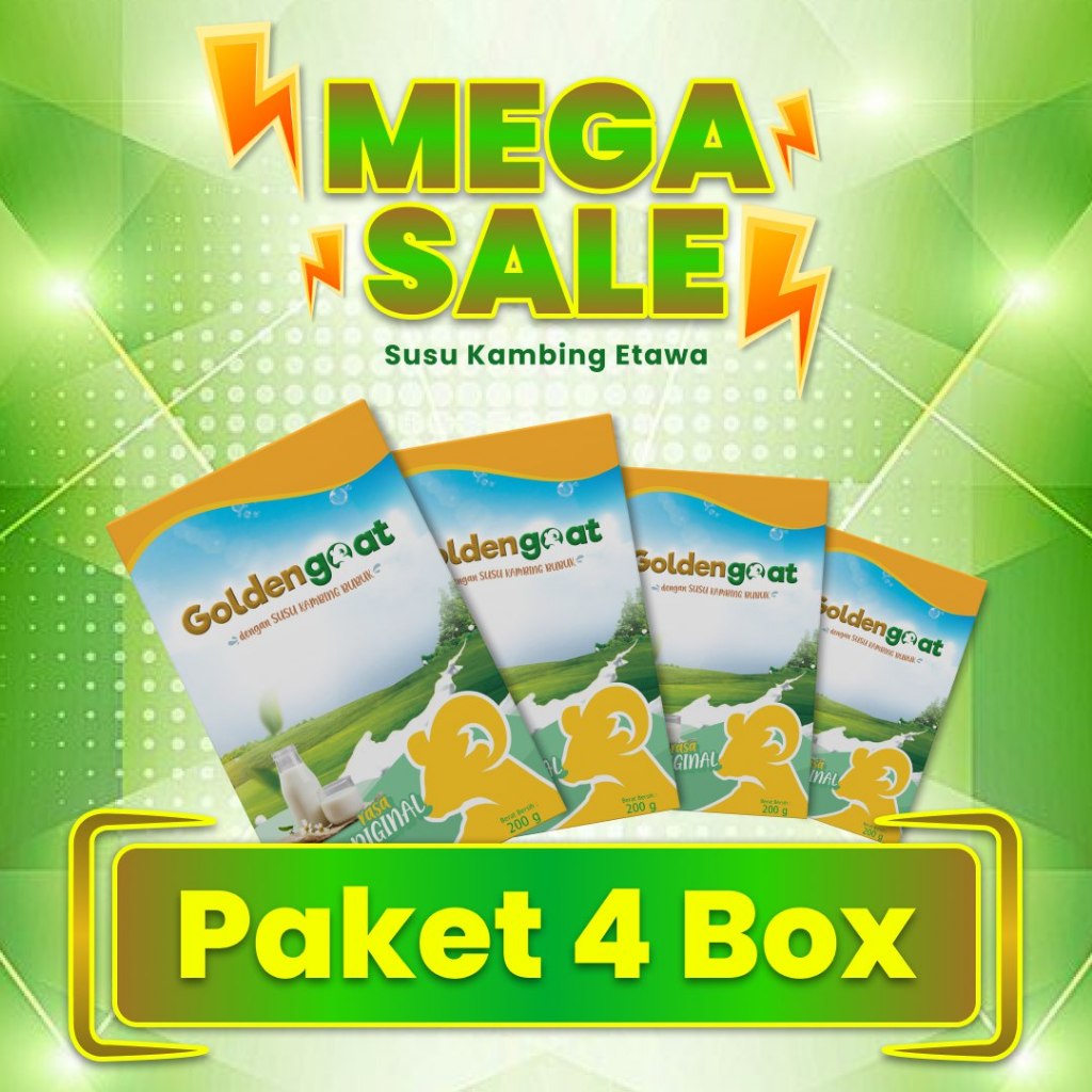 

Paket Hemat 4 Box GoldenGoat Susu Kambing Etawa Original Atasi Nyeri Sendi Lutut Tulang
