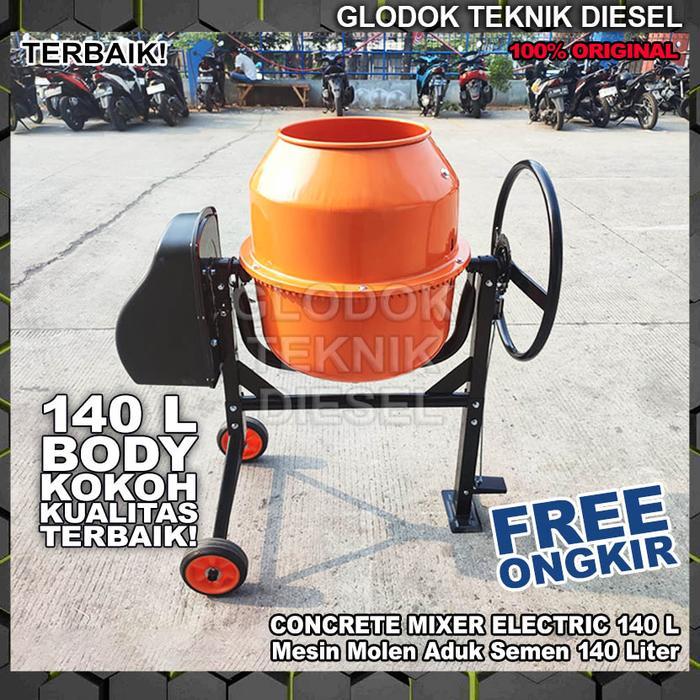 Mesin Molen Alat Pengaduk Cor Semen Elektrik 140 Liter Beton Concrete Mixer Machine Electric 140 L M