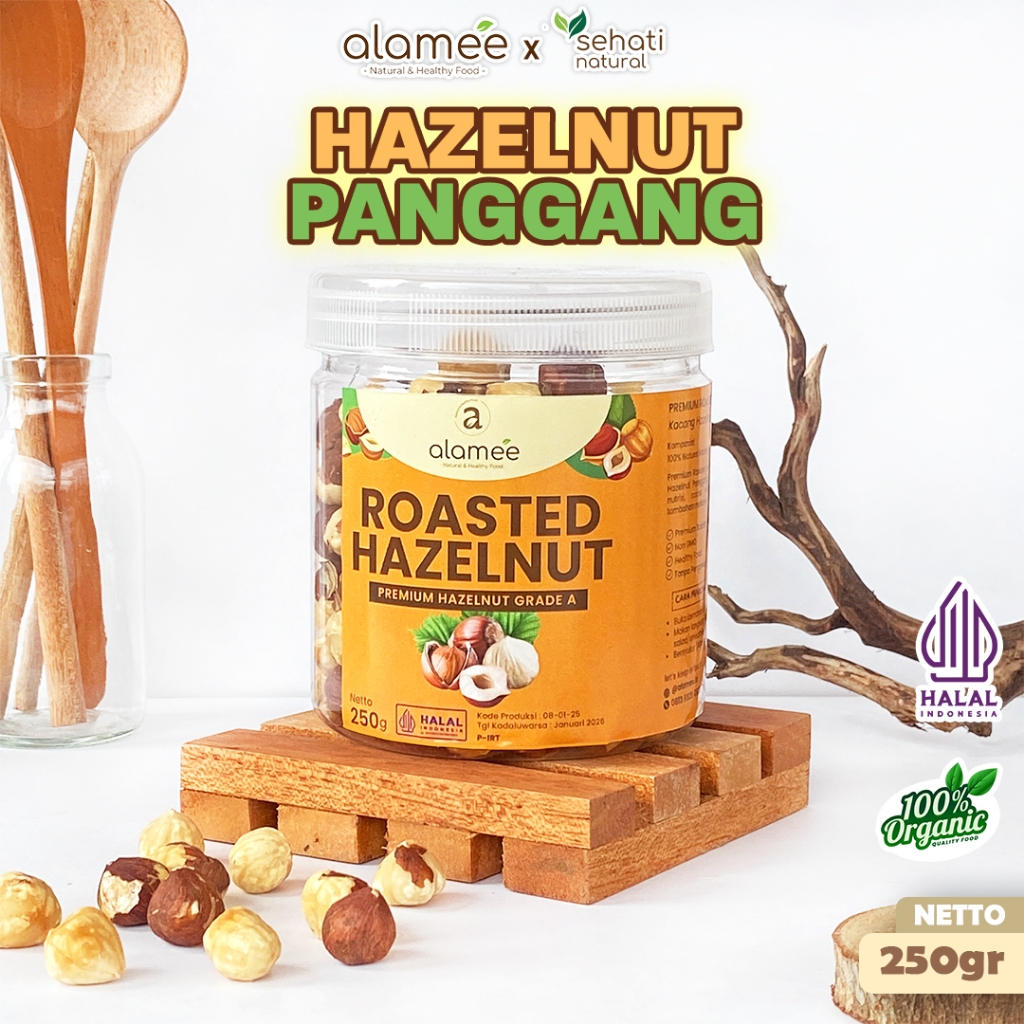 

ALAMEE Kacang Hazelnut Panggang Hazelnut Roasted Cemilan Sehat Rendah Kalori Kacang Kemiri 250gr
