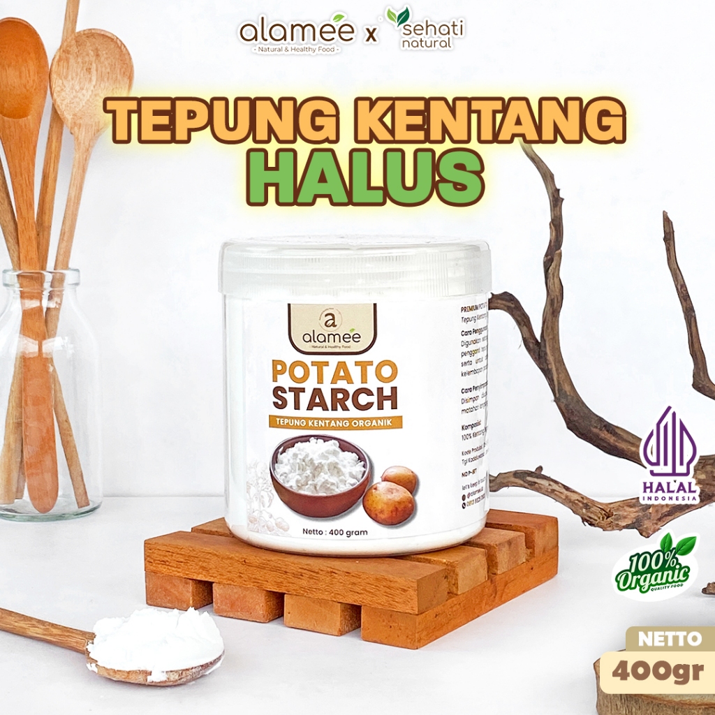 

ALAMEE Tepung Kentang Halus Potato Starch Tepung Kue PREMIUM Mashed Long Potato Powder 400gr