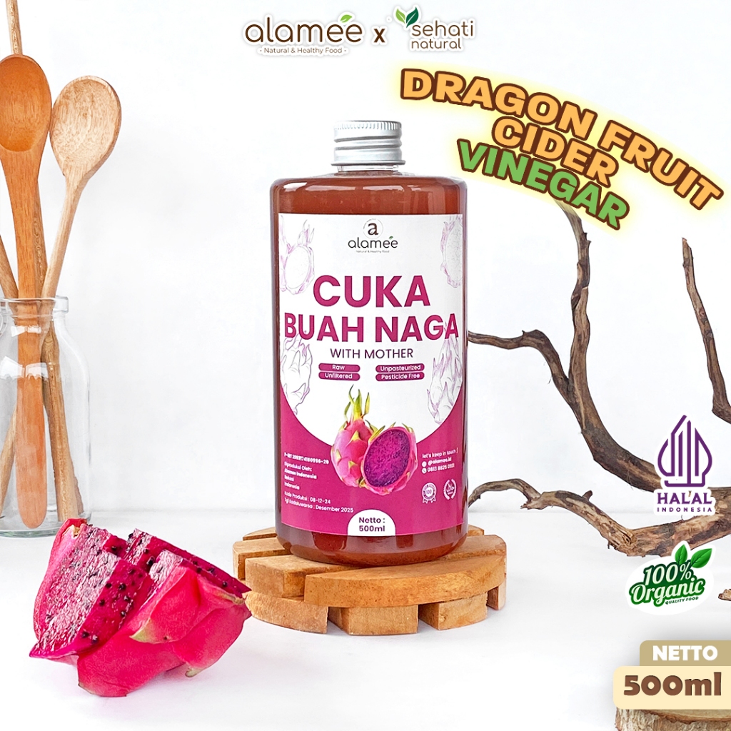 

ALAMEE Cuka Buah Naga Organik Dragon Fruit Cider Vinegar With Mother Fermentasi Probiotik 500ml
