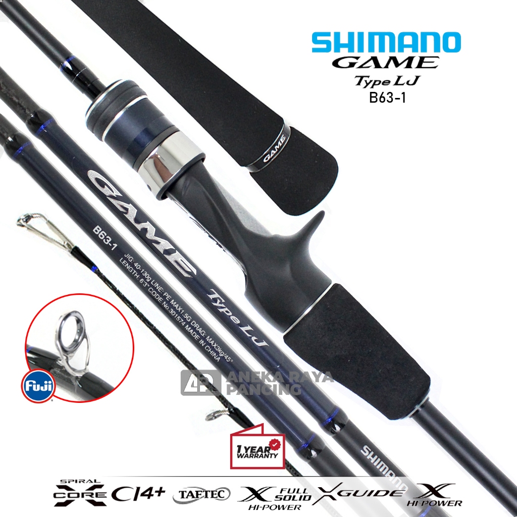 Joran Jigging OH Shimano GAME TYPE LJ 190CM | HI Power X Full Solid Spiral X Core | Jigging Overhead