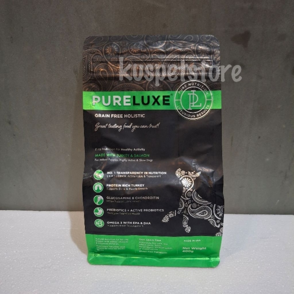 Makanan Anjing / Dogfood  Pureluxe GrainFree Holistic Puppy 400gr