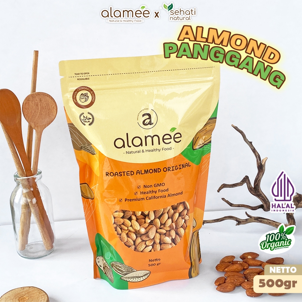

Kacang Almond Panggang Ukuran 500gr Kupas Organik Kualitas Premium Whole Roasted Almond
