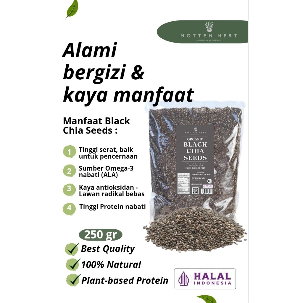 

PREMIUM ORGANIC BLACK CHIA SEEDS 250 GR - BLACK CHIA SEEDS PREMIUM | CAMILAN & MINUMAN SEHAT