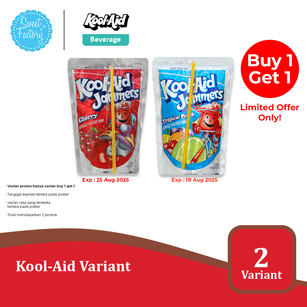 

Kool-Aid Jammers 6 Varian Rasa Buah – Minuman Impor USA