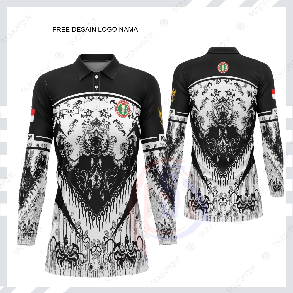 Tunik PGRI Premium Baju Guru Batik PGRI Fullprint / JERSEY BATIK PGRI WANITA / KAOS TUNIK POLO PGRI