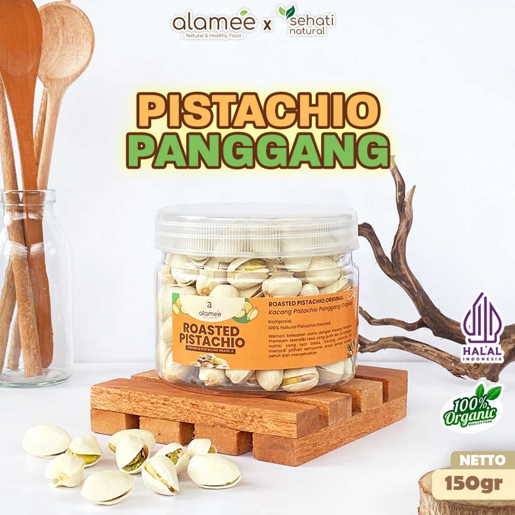 

ALAMEE Roasted Pistacio Kacang Pistachio Premium 150gr Fustuk Panggang Organic Dalam Cangkang Renyah