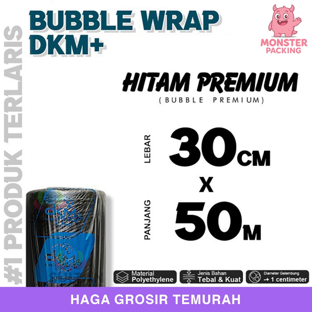 

Plastik Bubble Wrap 30cm x 50m HITAM PREMIUM DKM PLUS Bubblewrap TERMURAH / ROLL