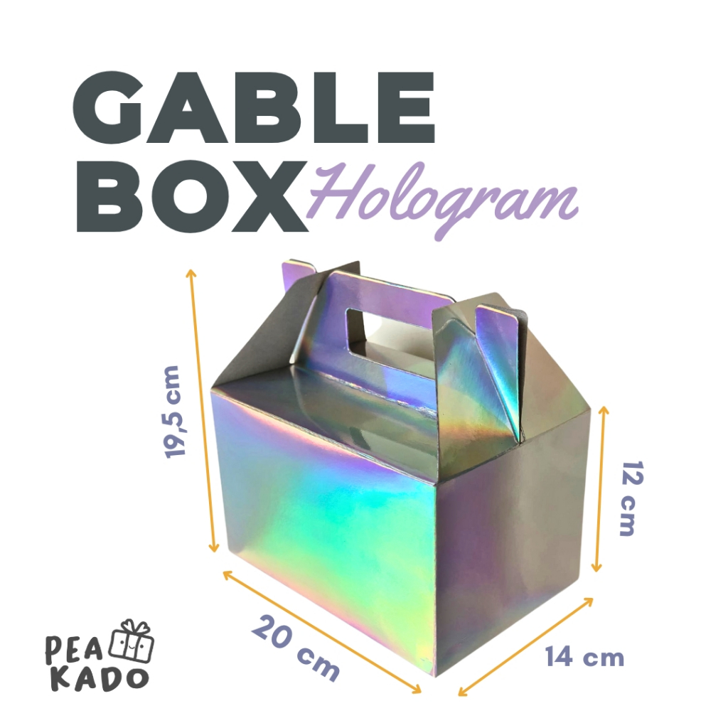 

Gable Box Hologram Souvenir Pesta Kotak Hampers Ulang Tahun Jinjing Premium Tebal 20 x 14 x 19,5 cm